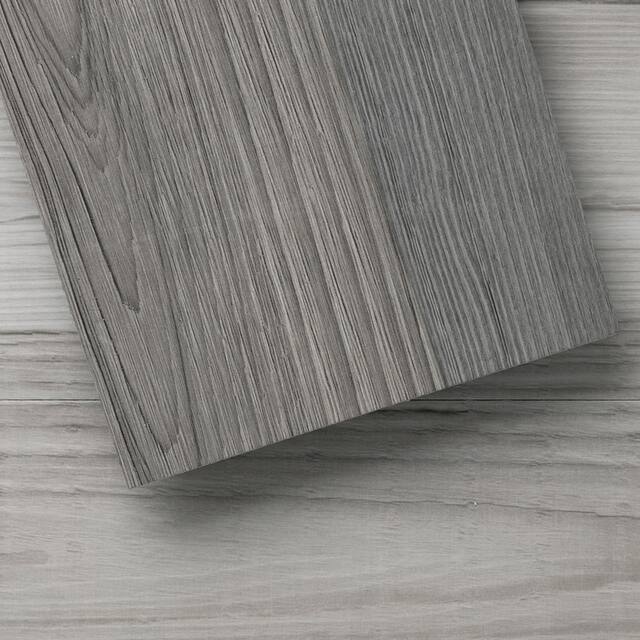 Lucida Peel and Stick Vinyl Floor Tiles 36 Wood Look Planks 54 Sq. Ft - Reclaimed - Box of 36 Tiles