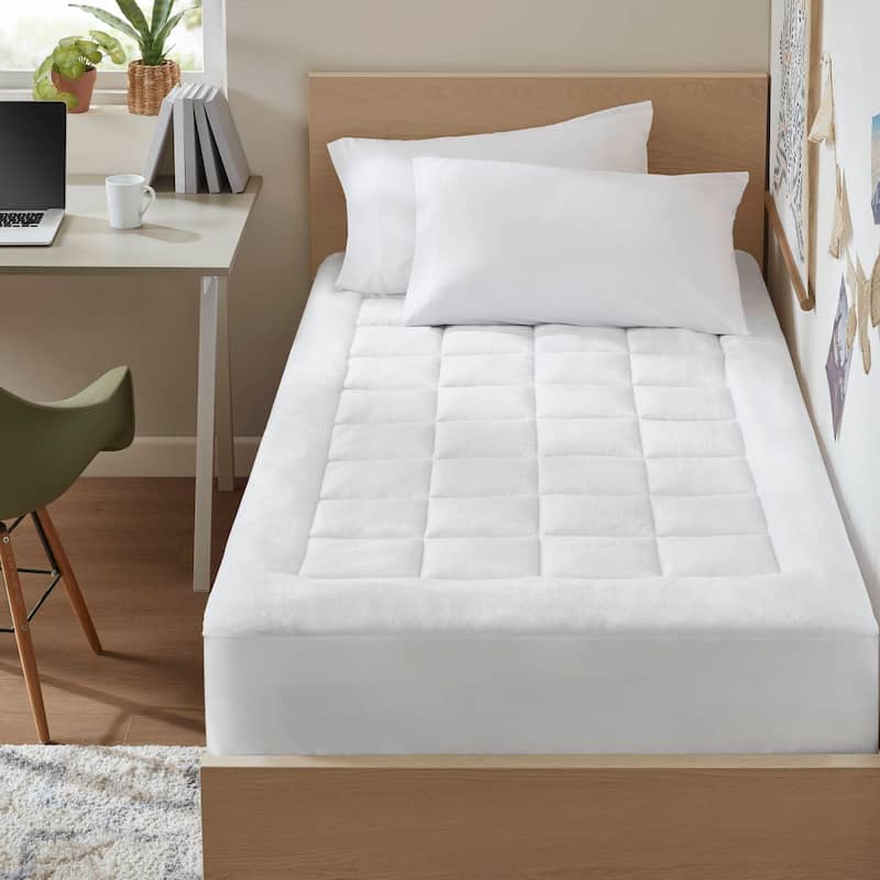 Madison Park Heavenly Soft Overfilled Plush Down Alt. Waterproof Mattress Pad - White - Twin