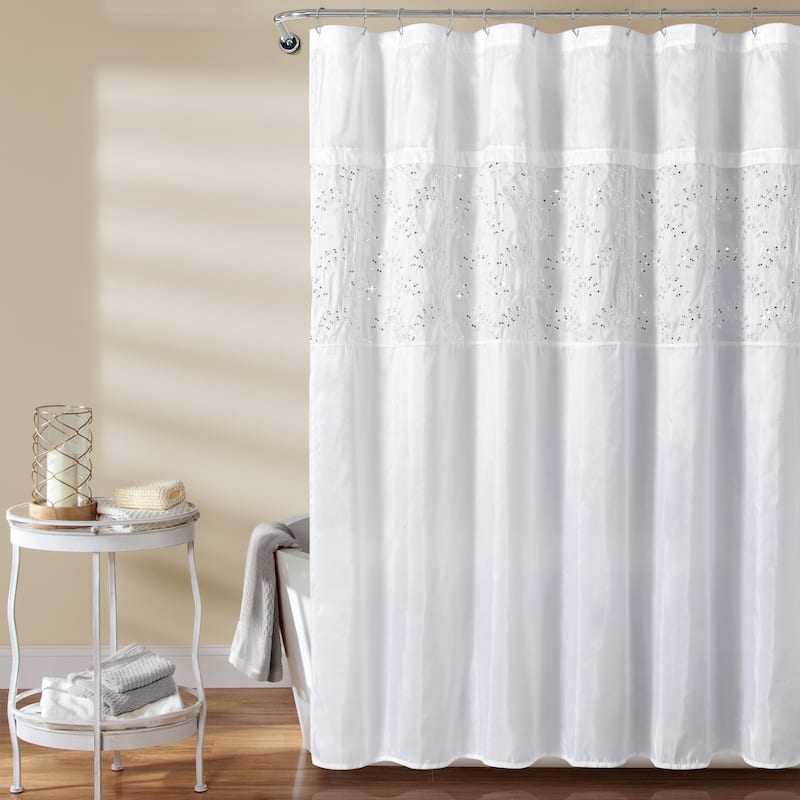 Copper Grove Wakulla Red Shower Curtain - White/Silver