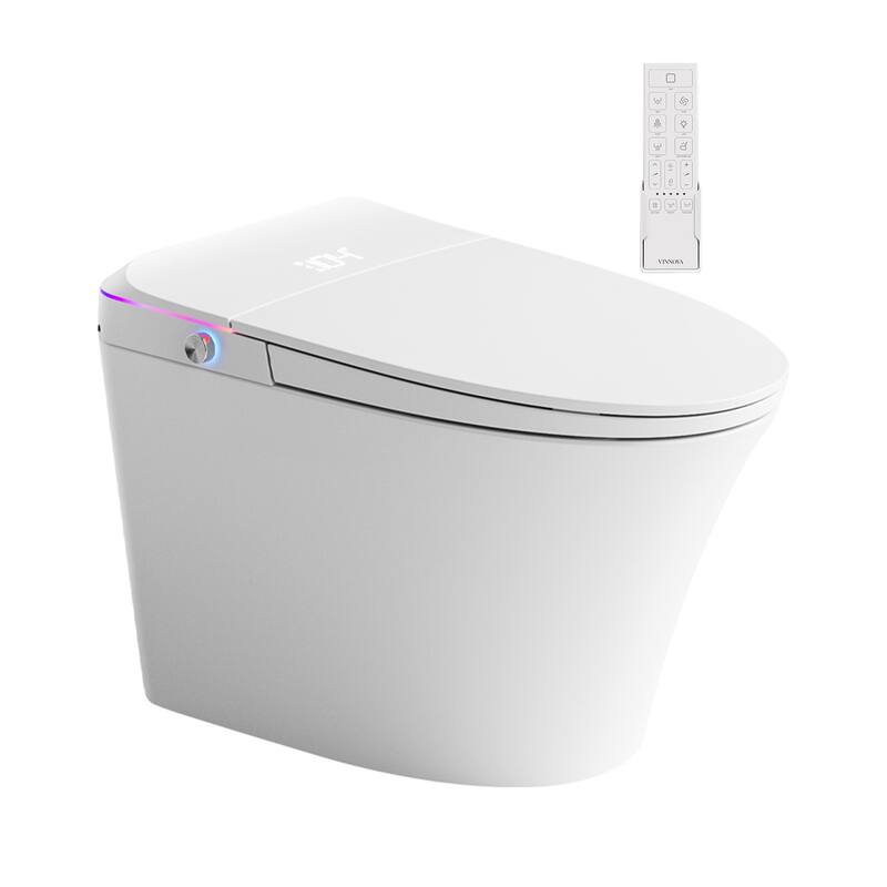 Zarautz Elongated Smart Bidet Toilet Combo with Clean Foam Shield Splash Proof, Heated Seat, Dryer & Foot/Remote Flush