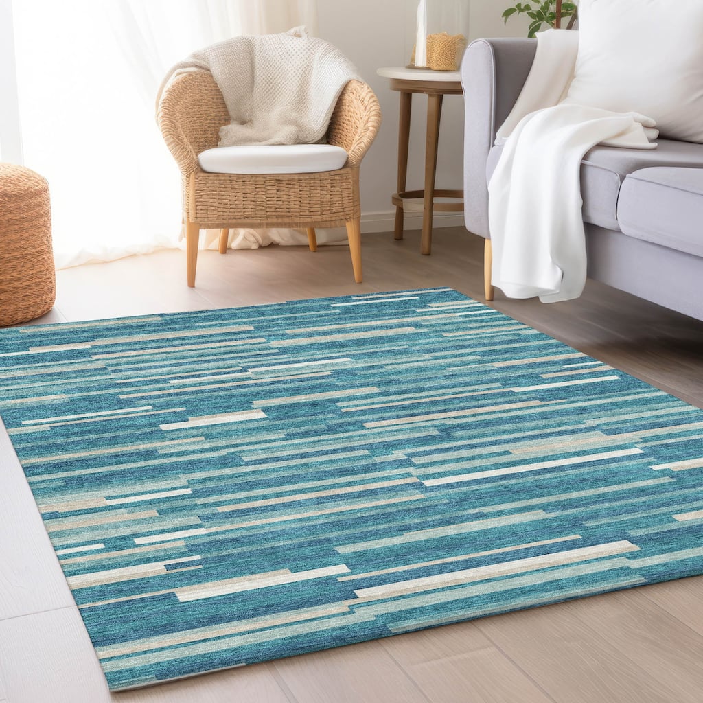 Premium Washable Super Soft Geo Stripes Mayfield Rug