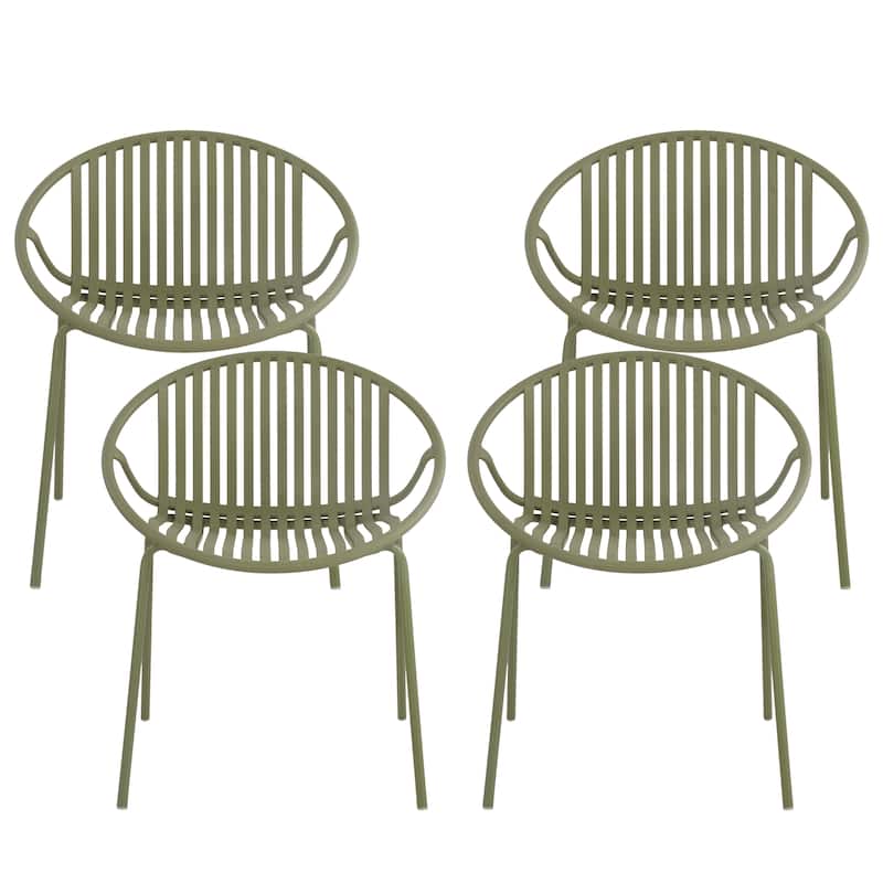 Christopher Knight Home - Lockhart Patio Dining Chair with Metal Legs and Plastic Backrest