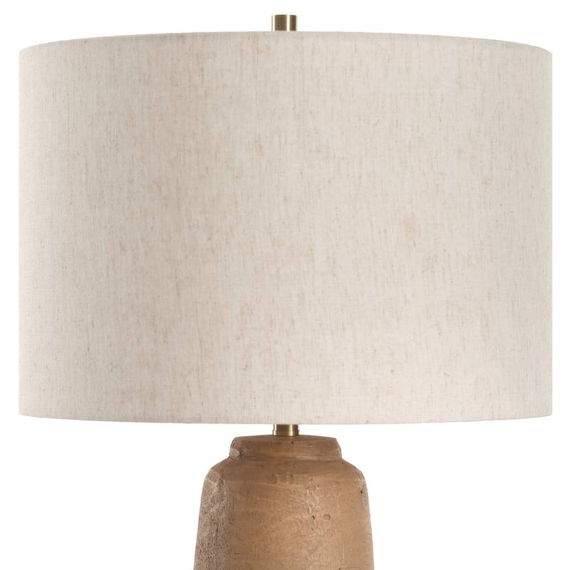 Terracotta Finished Ceramic Table Lamp with Cream Drum Shade - 26" - Brown