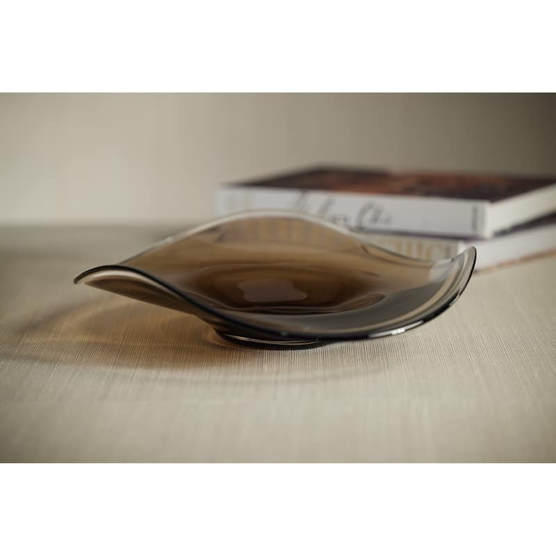 Vellerti Taupe Wave Glass Bowl