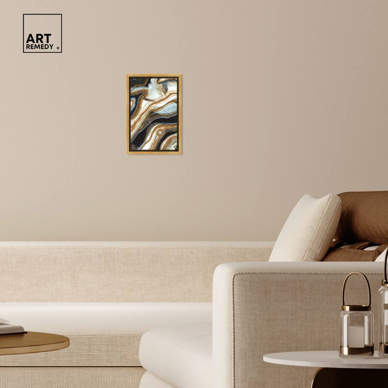 Art Remedy Black And Gold I Framed Mineral, Agate & Geode 1 Piece Canvas Wall Art