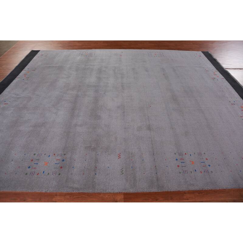 Hand Knotted Oriental 100% Wool Carpet Tribal Tribal Greys & Charcoal Gabbeh Area Rug - 11' 10'' X 9' 2''