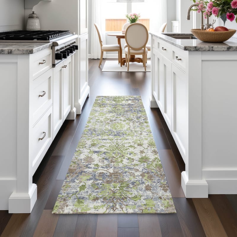 Machine Washable Indoor/Outdoor Vintage Traditional Chantille Rug