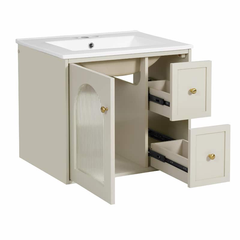 24" Bathroom Vanity Set Wall Mounted for Small Space