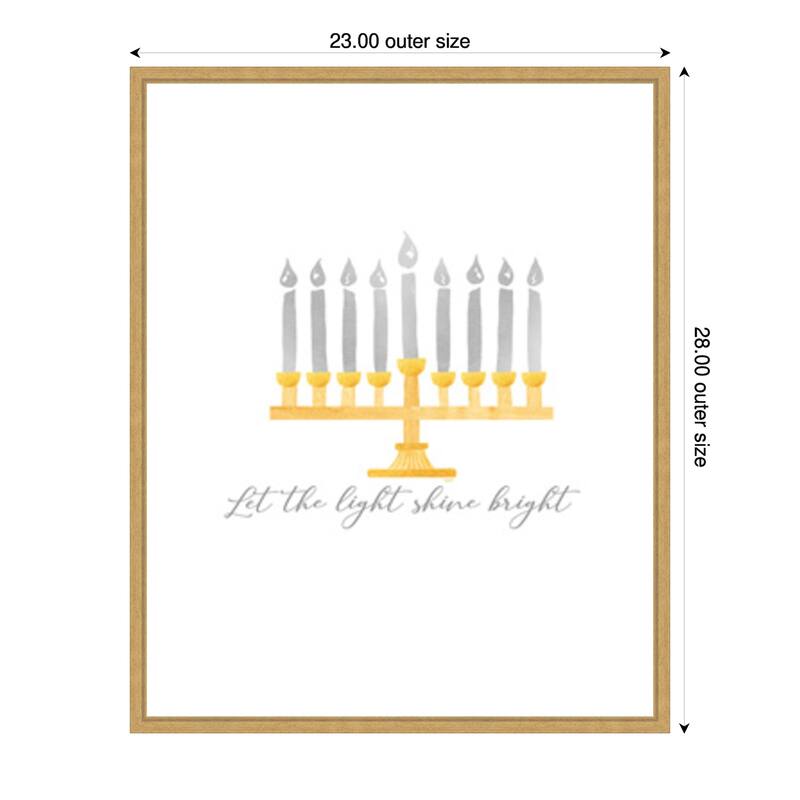 Hanukkah Lights portrait I-Light Shine Bright by Tara Reed (23 x 28 in.), Framed Canvas Wall Art Print - Sylvie Bright Gold