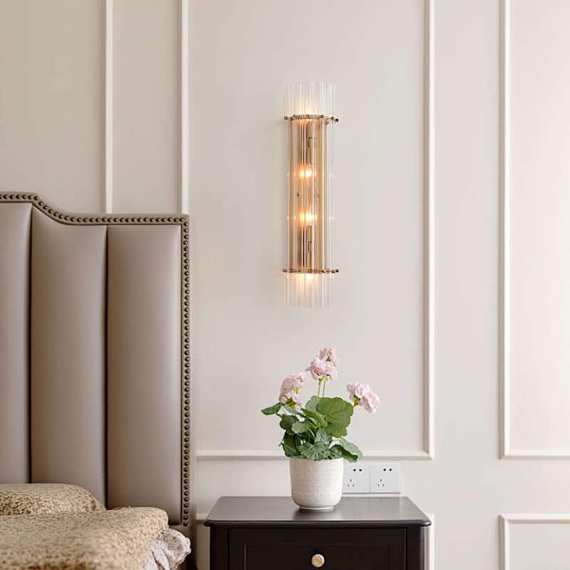 Casandra 4-Light Brushed Brass Crystal Glass Bar Wall Sconce - Brushed Brass