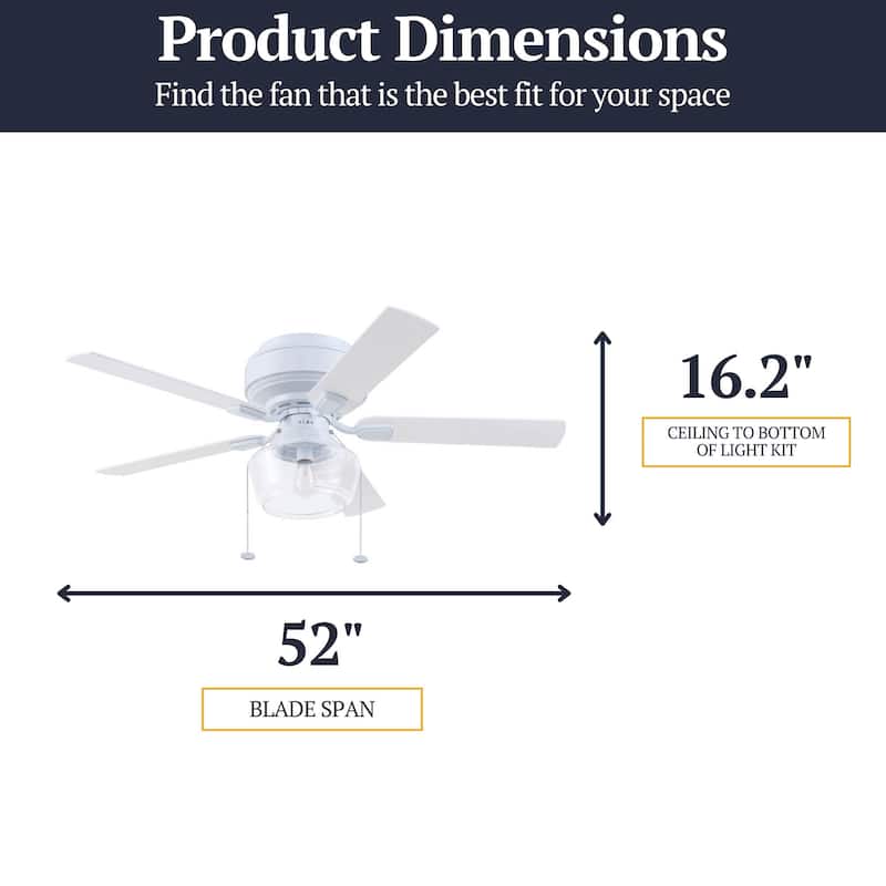 52" MaCenna Indoor Traditional Farmhouse Ceiling Fan with Pull Chains, Dry-Rated