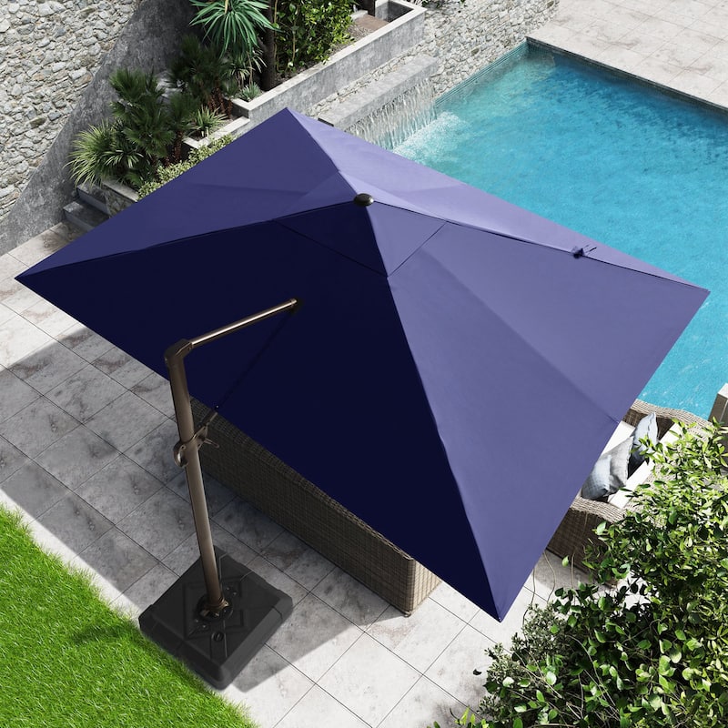 10 x 13 FT Outdoor Shade Canopy Patio Cantilever Offset Umbrella with Base