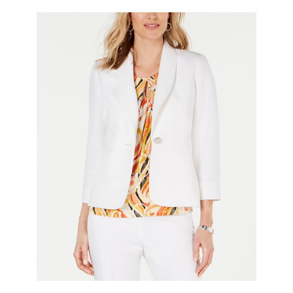 Kasper Womens White Animal Print Blazer Wear to Work Jacket Size 20W