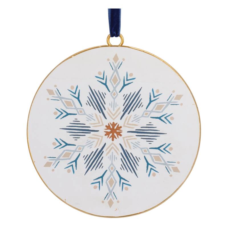 Snowflake Christmas Disc Ornaments - 6.25" - White and Blue - 12ct