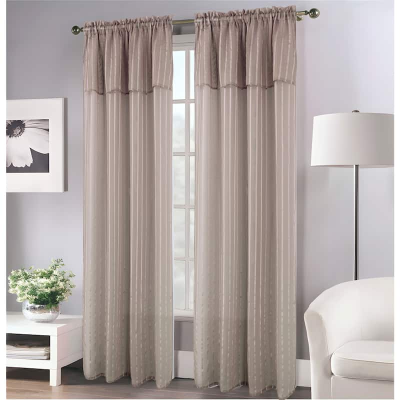 Gretchen Striped Sheer Window Curtain Rod Pocket 90 inch - 54 x 90 in.
