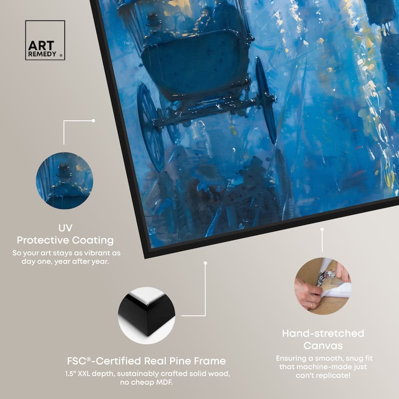 Art Remedy London Nights Framed Impressionism 1 Piece Canvas Wall Art /Monet And Van Gogh Inspired Art