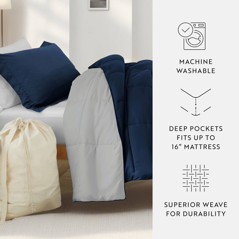 8pc Twin XL Solid Dorm Bedding Bundle