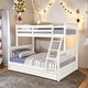 preview thumbnail 1 of 11, House Bed with Roof Design Twin/Twin House Bunk Bed With Shelves And Drawers,Sturdy Construction Loft Bed-White