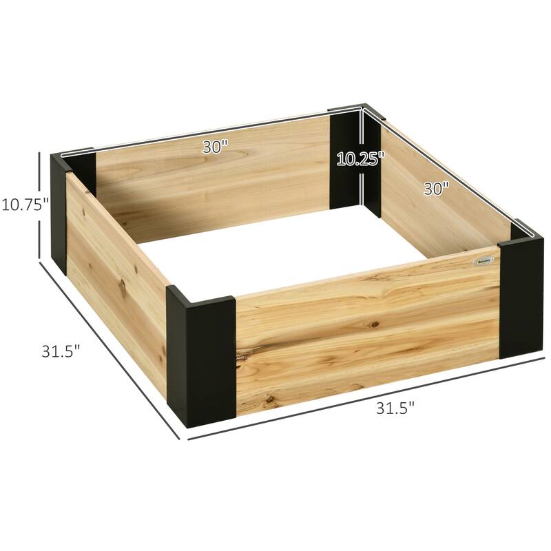 Outsunny 31.5" x 31.5" Raised Garden Bed with Metal Corner Bracket, No Installation Tools Required Planter Box for Growing