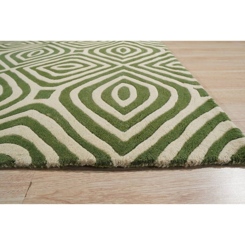 Green Modern Contemporary Tufted Stripes Area Rug - Stylish Elegance and Vibrant Design
