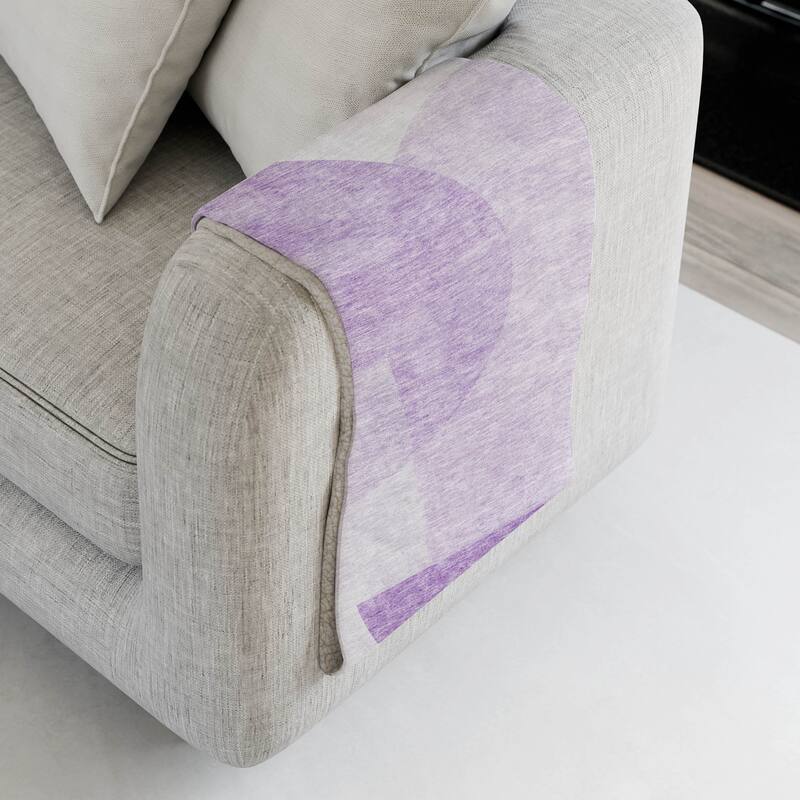 Premium Machine Washable Floral Sherpa Throw Blanket - Purple - 4'2" x 5'10"