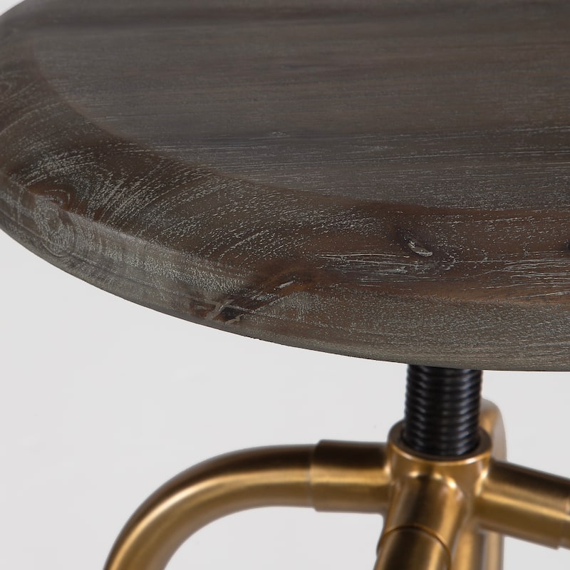 Uttermost Revolve Brass Counter Stool - 17"W x 24"H x 17"D