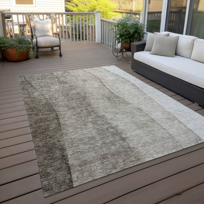 Machine Washable Indoor/ Outdoor Chantille Modern Horizon Rug - Taupe - 8' x 10'