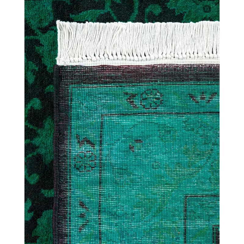 Overton Hand Knotted Wool Vintage Inspired Modern Contemporary Overdyed Green Area Rug - 3' 1" x 5' 5"