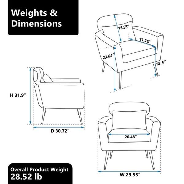 Modern Accent Chair Armchair Upholstered Reading Chair Single Sofa ...