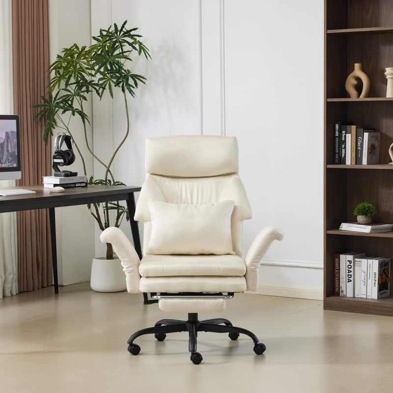 29.53 Inch High Back With Footrest Reclining Swivel Office Chair With Adjustable Arms