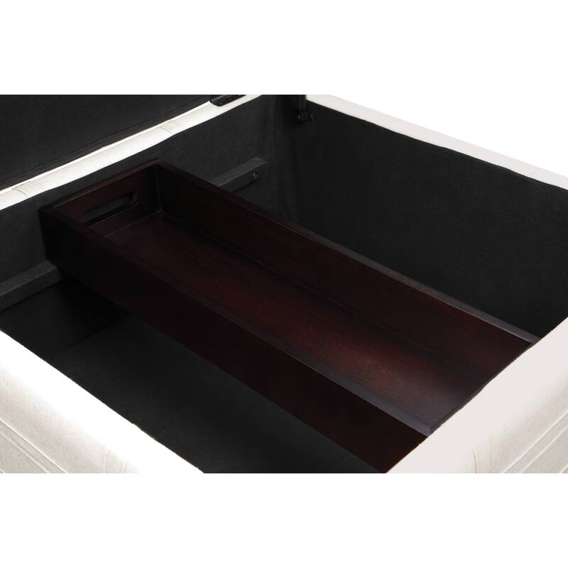 Detour Strap Square Storage Ottoman in Faux Leather