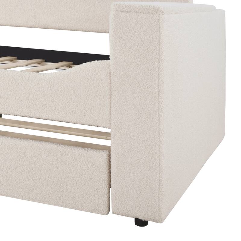 Twin Size Upholstered Daybed with Storage Armrests