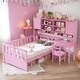 preview thumbnail 2 of 52, 3 Color Multifunctional Wood Platform Bed with Bookshelf and Built-in Desk and Matching Chair