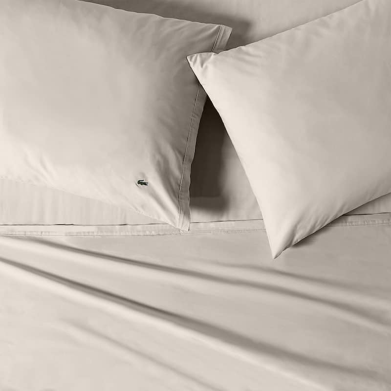 Lacoste Percale Cotton 4-Piece Crisp Feel Solid Sheet Set