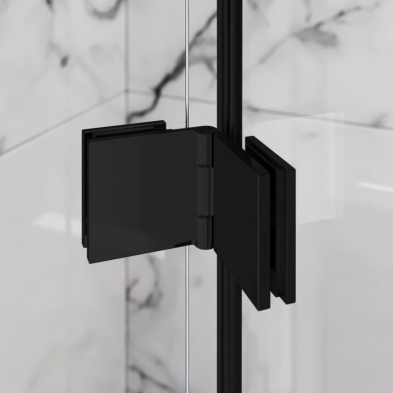 Elegant Bi-Fold Frameless Pivot Swing Shower Door Enclosure with Clear Glass Panel and Hardware Kit Reversible Installation