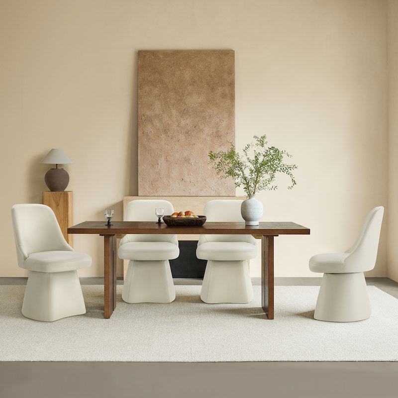 Anna Upholstered Swivel Armless Dining Chair for Kitchen Living Room