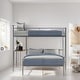 preview thumbnail 1 of 7, Twin Over Full Bunk Bed with Desk, Metal Bed with Ladder, Kid's Bed with Quality Slats for Bedroom, Metallic Silver