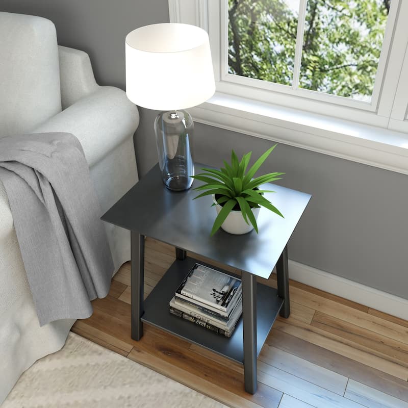 Plank and Beam Mid-Century Modern Accent End Table - 23" L x 16.25" W x 25.5" H