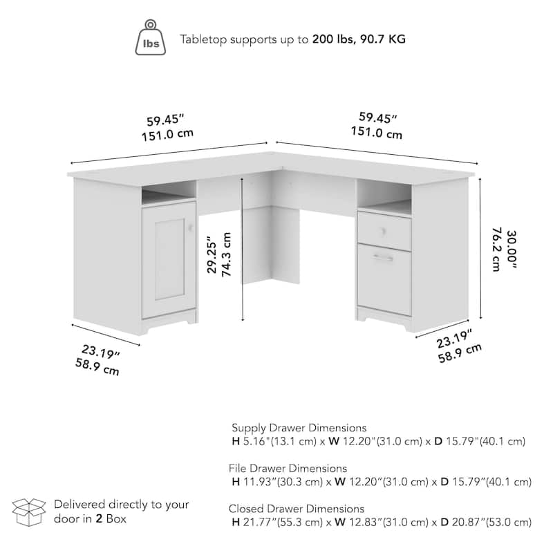 Cabot 60W L Shaped Computer Desk with Storage by Bush Furniture