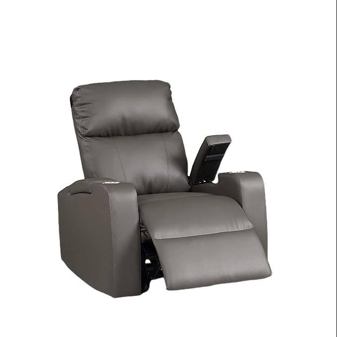 Modern Terry Collection, Upholstered Faux Leather with Electric Power Recliner Chair,Grey - Gray