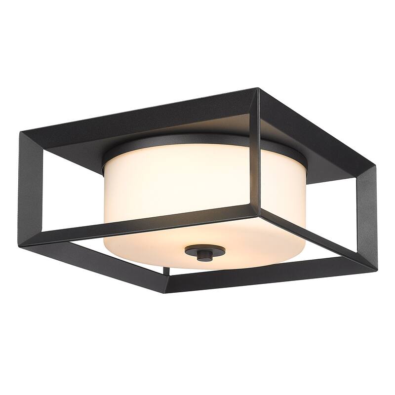 Smyth 13.25" Wide Outdoor Flush Mount - Natural Black with Opal Glass