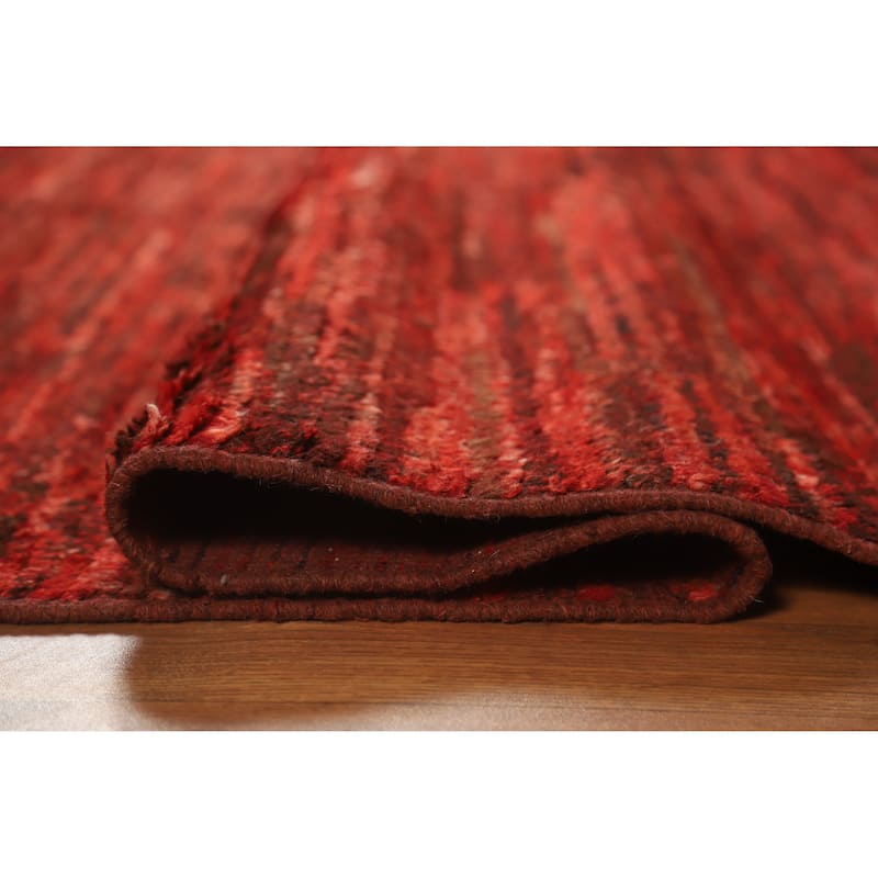 Red Moroccan Oriental Rug Handmade Wool Carpet - 5'2" x 6'7"