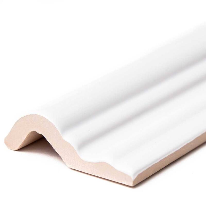 The Tile Life Fresno 2x6 White Ceramic Chair Rail Wall Tile - Case of 20 (1.67 Sq. ft.)