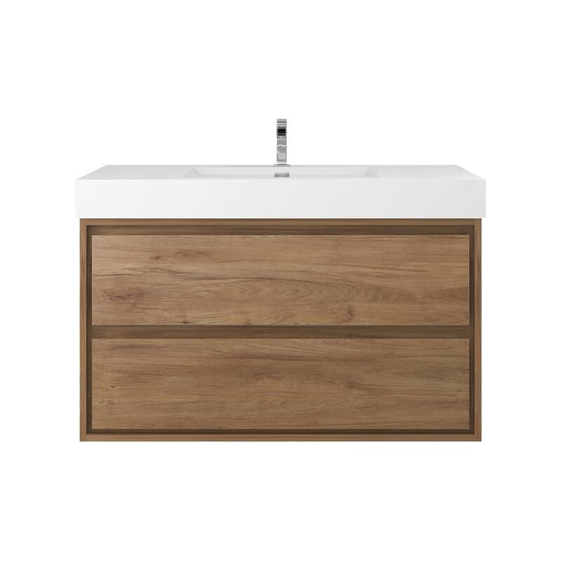 Morava 42" Floating Vanity with Single Sink - 42 - White Oak