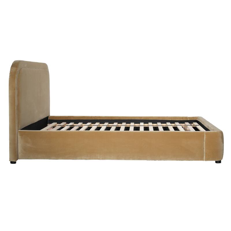 Anchor Polyester Velvet Bed, Camel, Queen