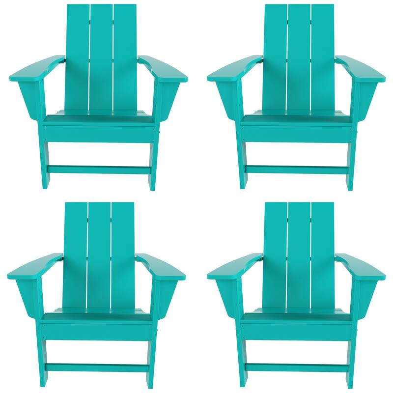 Polytrends Shoreside Modern Poly Folding Eco-Friendly All Weather Adirondack Chair (Set of 4)