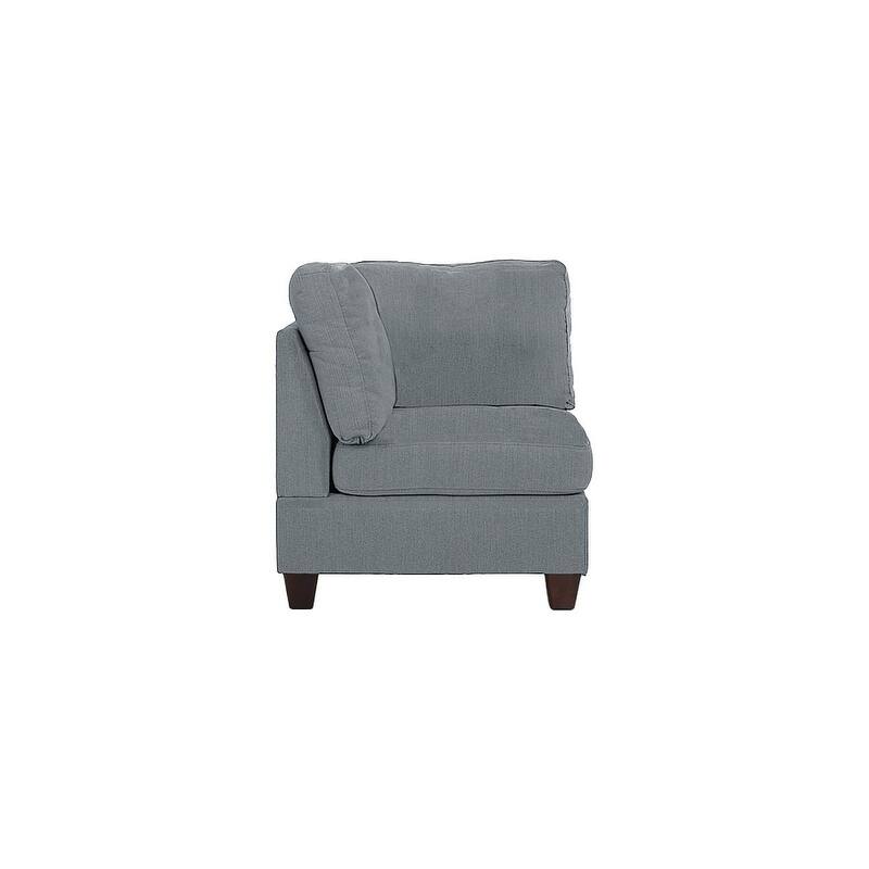 Living Room Furniture Corner Wedge Grey Linen Like Fabric 1pc Cushion Wedge Sofa Wooden Legs