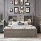 preview thumbnail 1 of 9, Gray King Size Platform Storage Bed Frame with Bookcase Headboard & 8 Drawers, Storage Compartments for Teens Adults Gray - California King