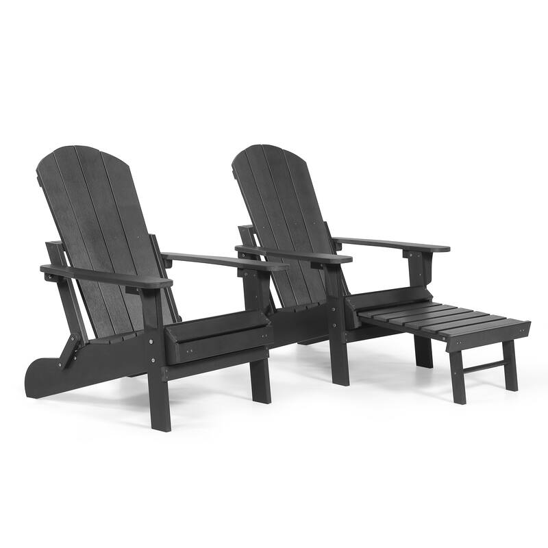 Seaton Folding Poly Adirondack Chair with Pull-out Ottoman, Set of 2