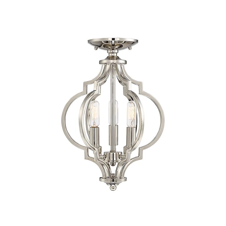 Meridian M60055 3 Light 11" Wide Semi-Flush Ceiling Fixture - Polished Nickel